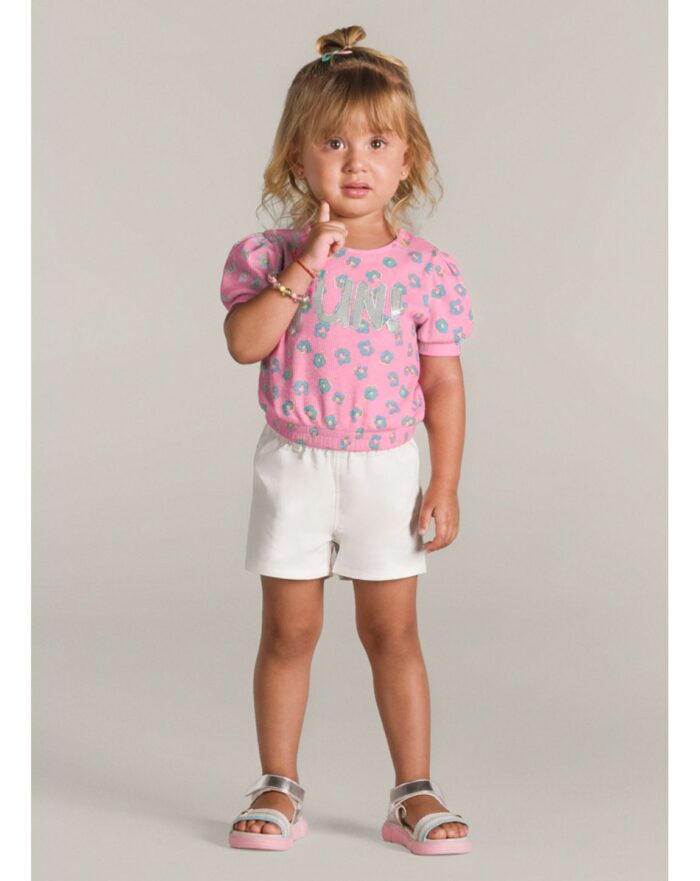 Blusa Cropped Infantil Menina com Estampa Glitter