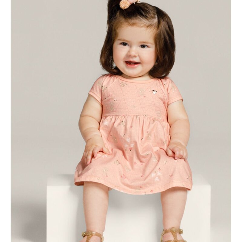 Vestido Estampado Bebê Menina de Malha  Baby