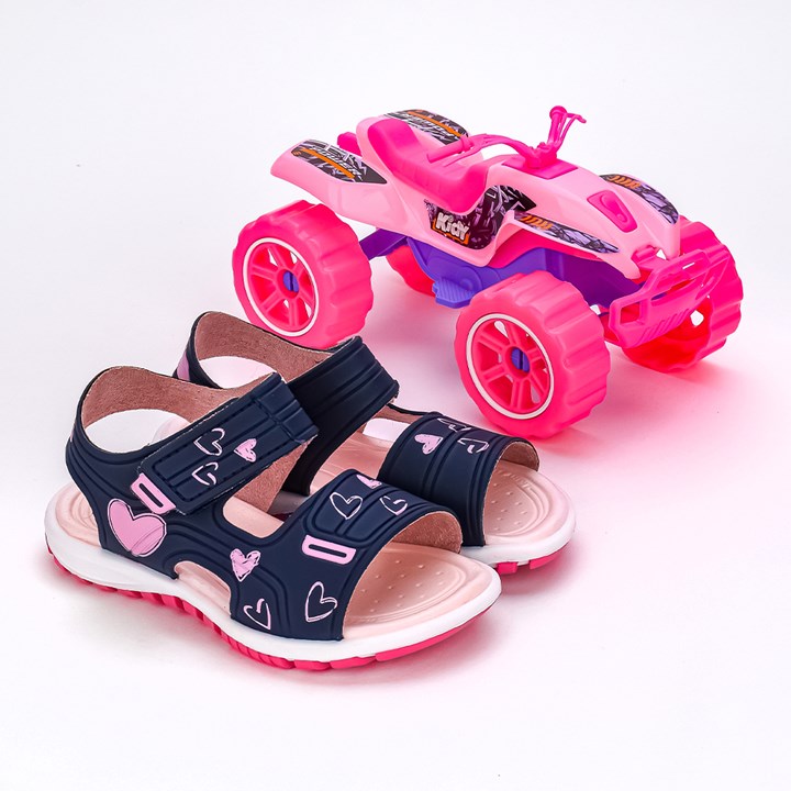 Sandália Infantil Papete  Toys Azul Pink com Brinquedo