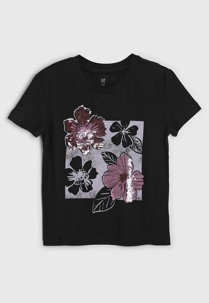 produtoCamiseta GAP Floral Preta