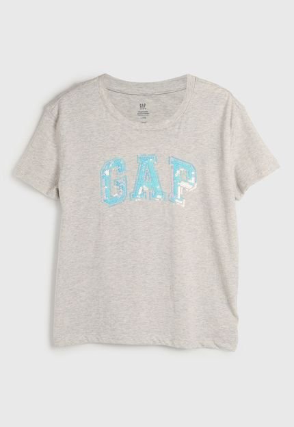 produtoCamiseta Manga Curta GAP Logo Paetê Cinza