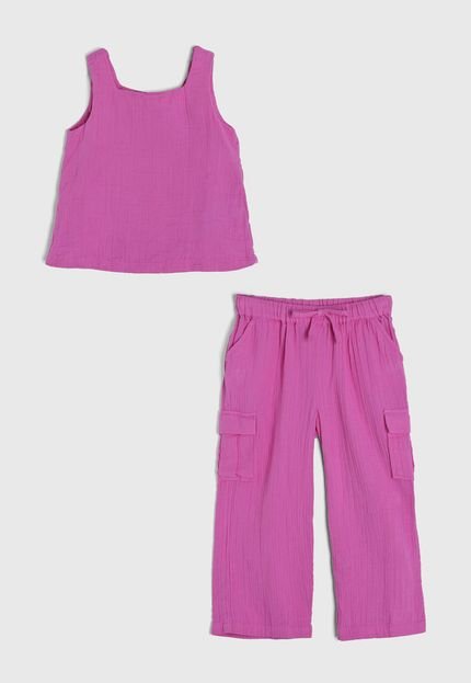 produtoConjunto 2pçs Manga Curta GAP Blusa E Calça Rosa