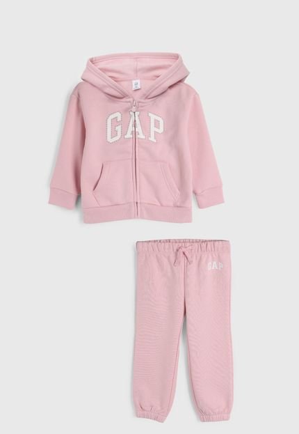 produtoConjunto 2pçs Manga Longa GAP Blusa E Calça De Moletom Rosa