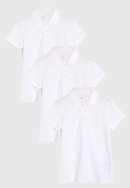 produtoKit Camisa 3pçs Polo GAP Lisa Branca