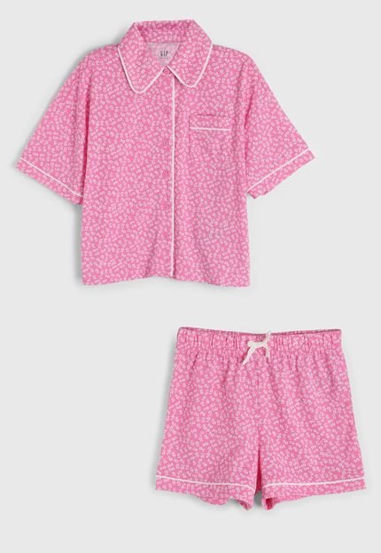 produtoKit Pijama 2pçs GAP Curto Floral Rosa