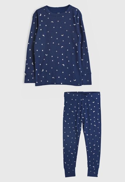 produtoKit Pijama 2pçs GAP Longo Blusa E Calça Azul