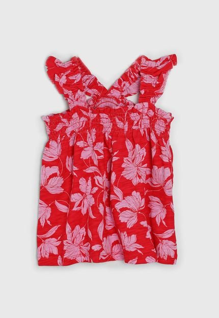 produtoRegata Infantil GAP Floral Vermelho