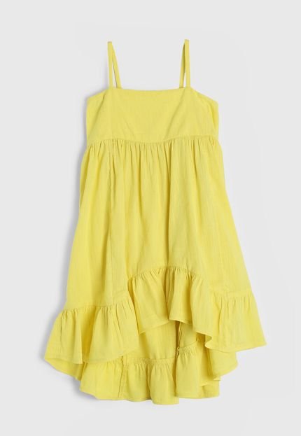 produtoVestido Manga Curta GAP Babados Amarelo