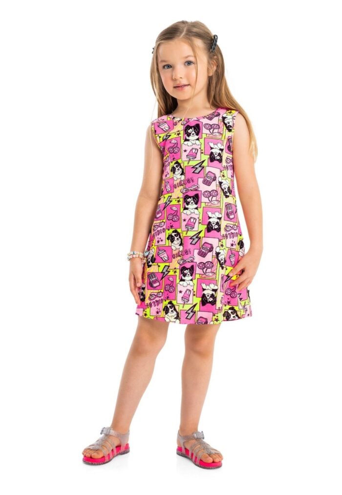 Vestido Pups Regata Infantil em Meia Malha Bee Loop Verde