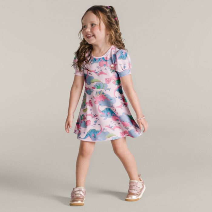 Vestido em malha texturizada infantil menina Brandili