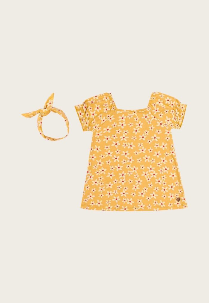 Vestido Infantil Elian Floral Amarelo