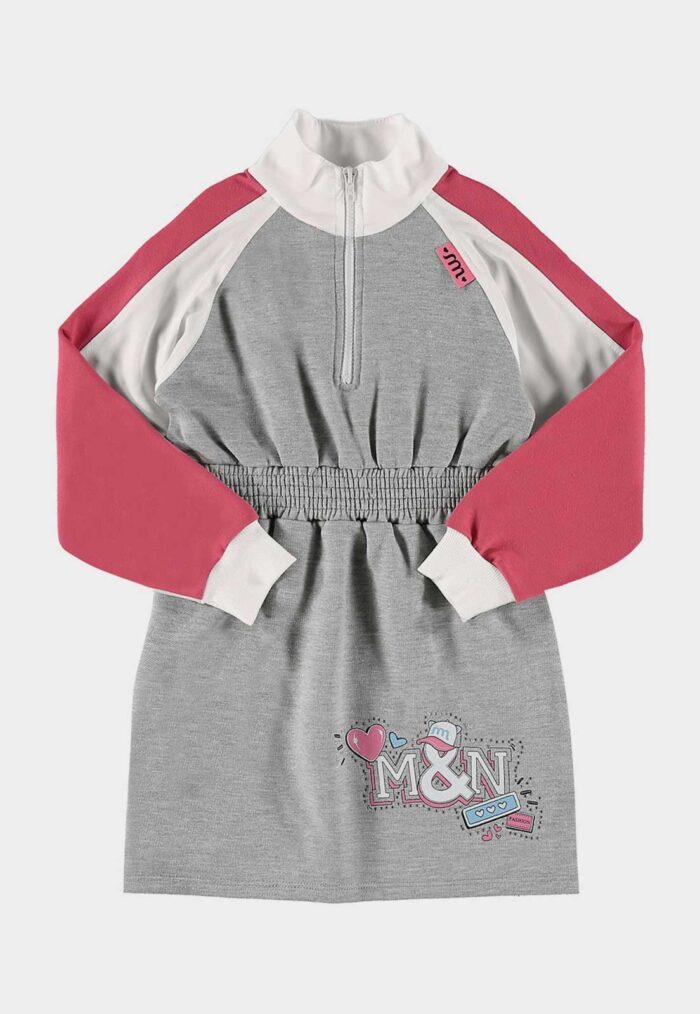 Vestido Infantil Marlan Raglan Cinza